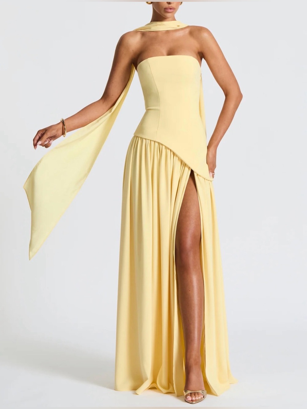 NWT Babyboo Fashion - Maliyah Strapless Yellow Maxi Dress - Size S